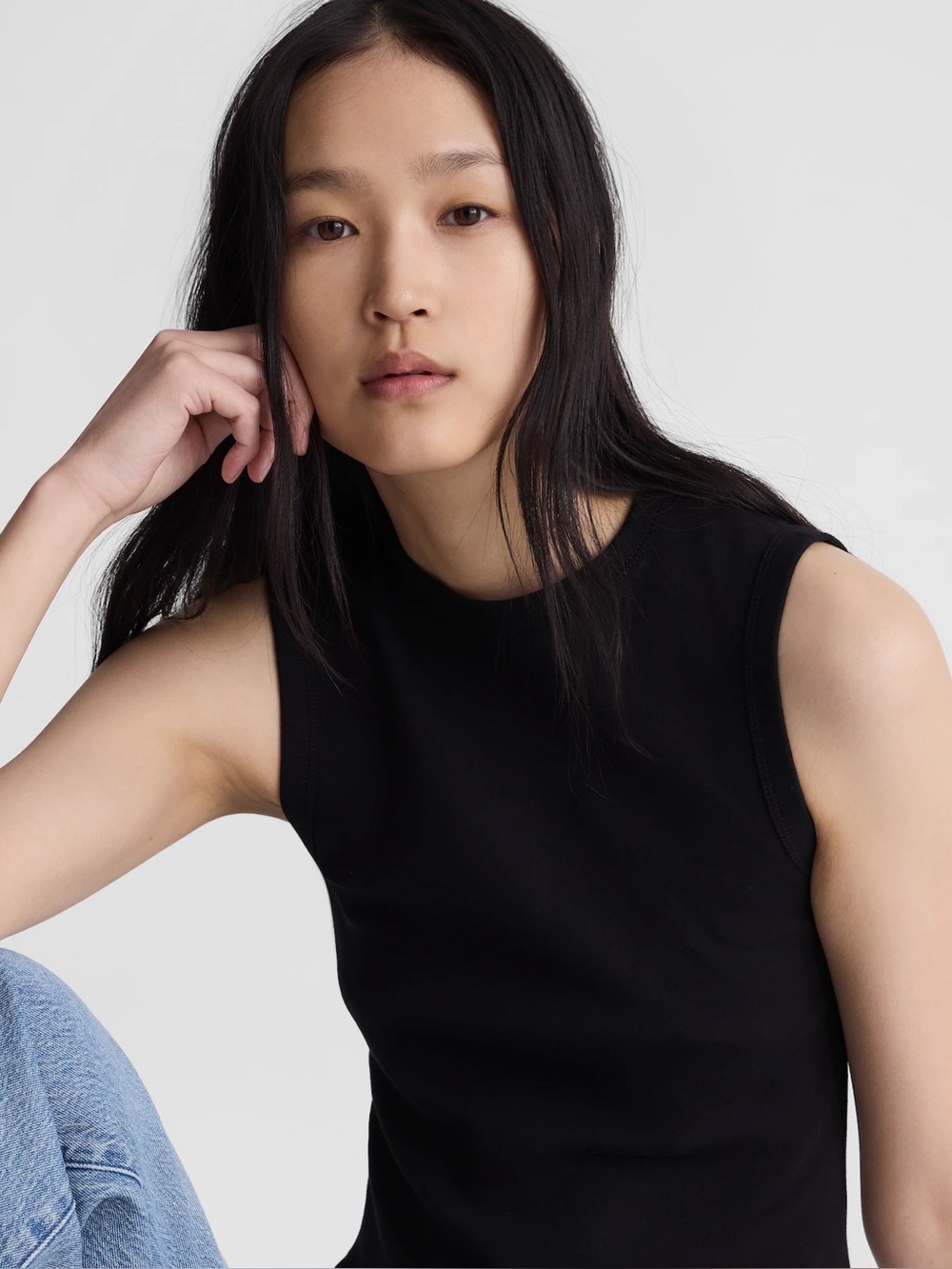 Madewell The '90s Crew Neck Tank in Compact Cotton